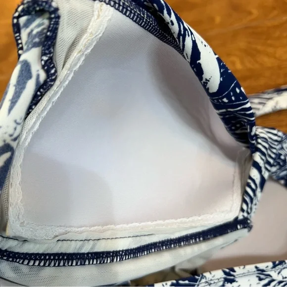 Rose.Marie.Reid Blue white Floral Tropical Print Swimsuit size S - Picture 6 of 9